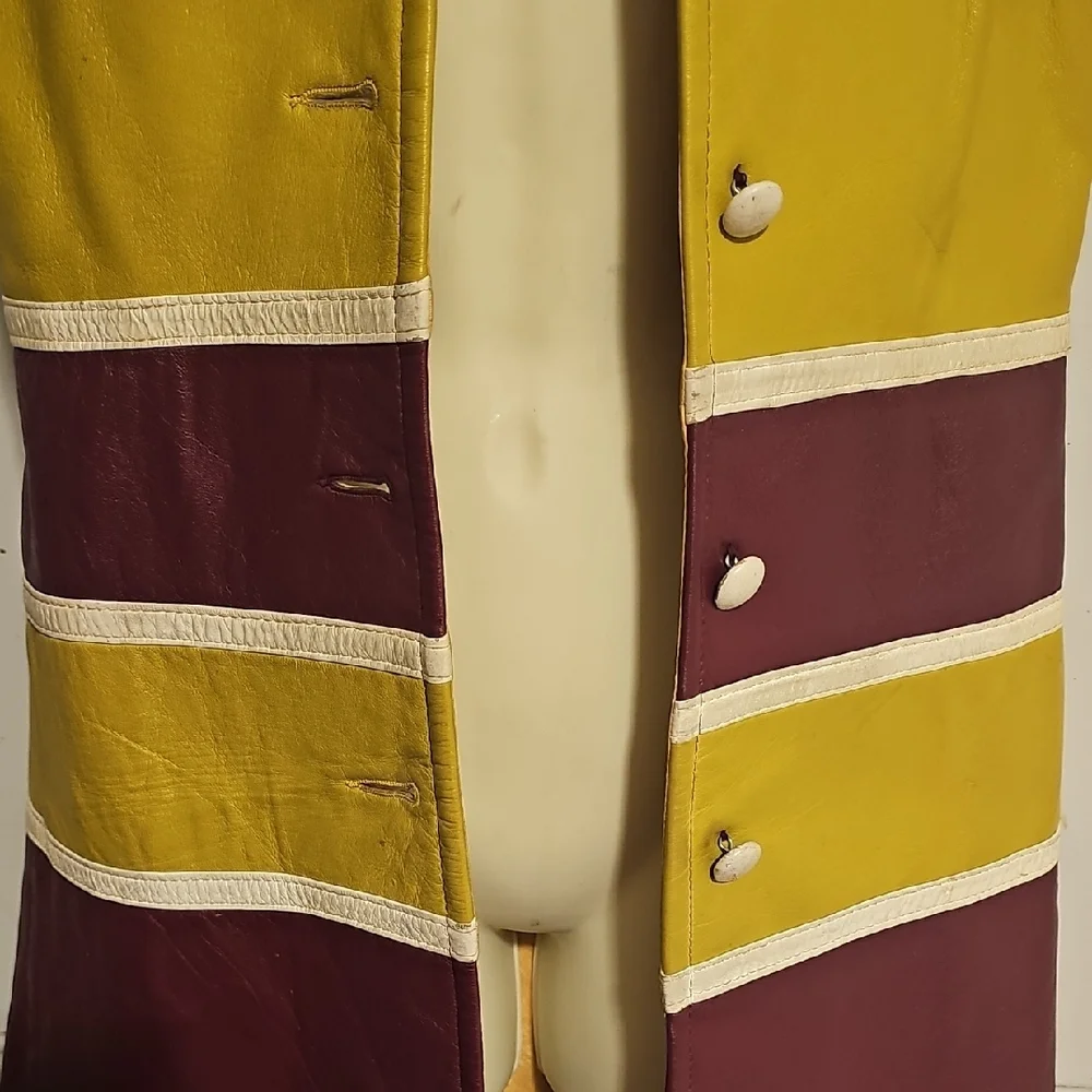 Your opportunity to own Something truely Vintage, 70's  Leather Shift Dress Vest - Picture 4 of 16